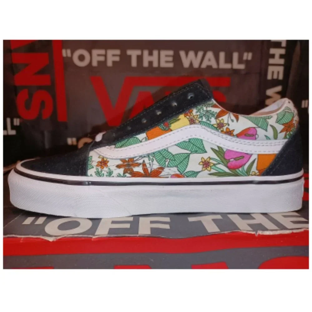 Vans Old Skool Multi Tropical Black/True White Men's 3.5/Womens 5 VNOA4U3BXF3